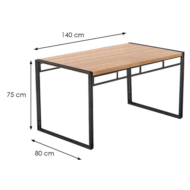 Set Bolivar 1+6 140x80 MDF/Stahl – goldene Eiche/schwarz