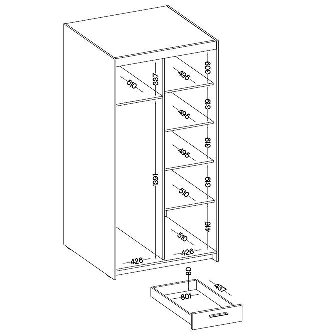 Schrank Elena 2D3S Weiß