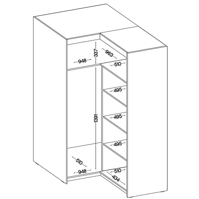 Schrank Elena 2D Ecke Weiß