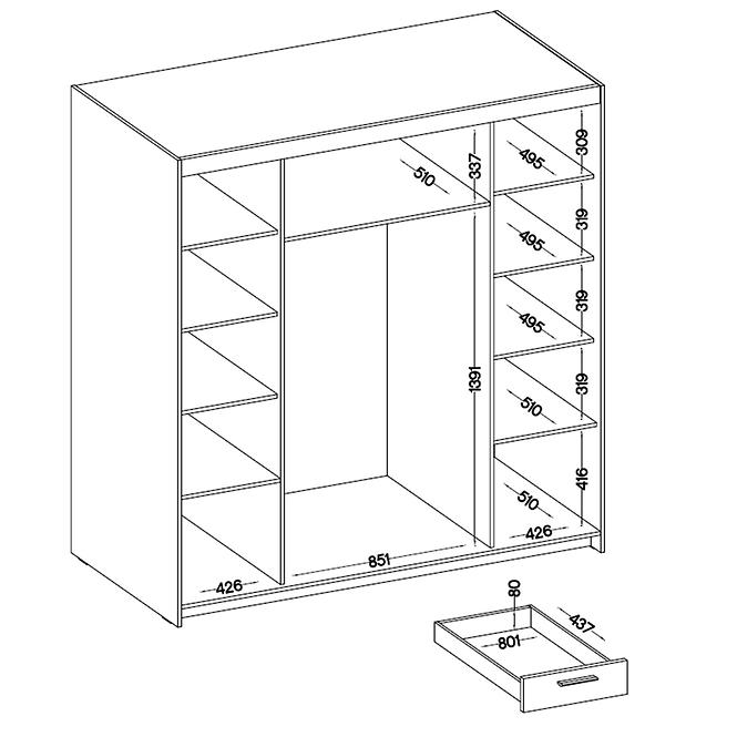 Schrank Elena 4D 6S Weiß/Spiegel