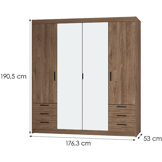 Schrank Elena 4D 6S Eiche Lefkas/Spiegel