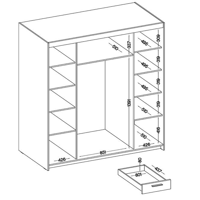 Schrank Elena 4D 6S Eiche Lefkas/Spiegel