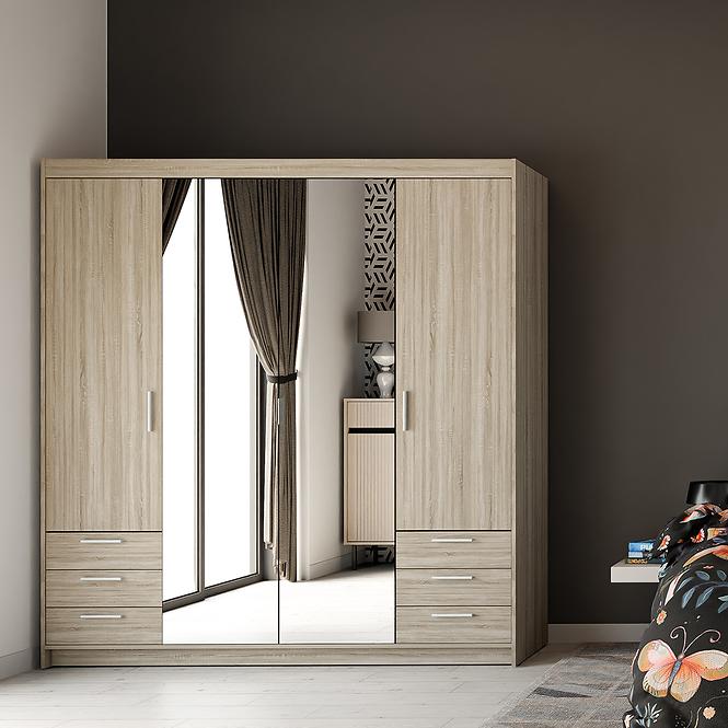 Schrank Elena 4D 6S Eiche Sonoma/Spiegel