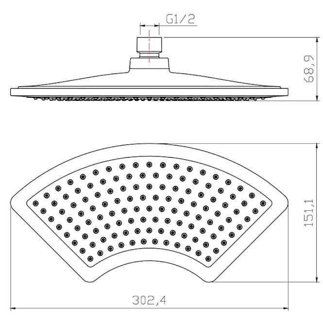 Kopfbrause Orion 30x15 cm