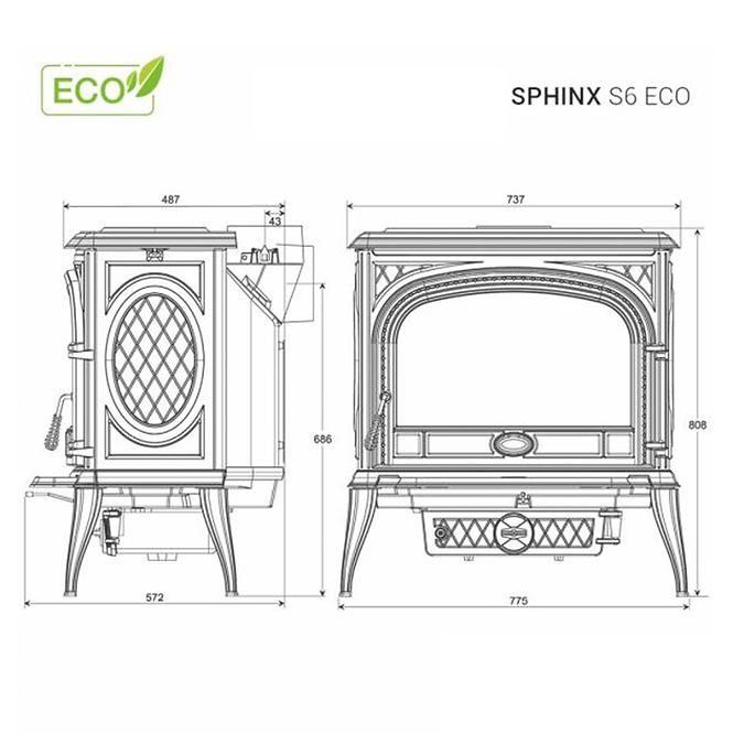 Kaminofen Premium Sphinx S6 13,9 kW Eco