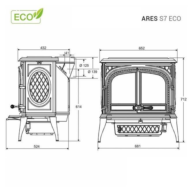 Kaminofen Premium Ares s7 11,3 kW Eco