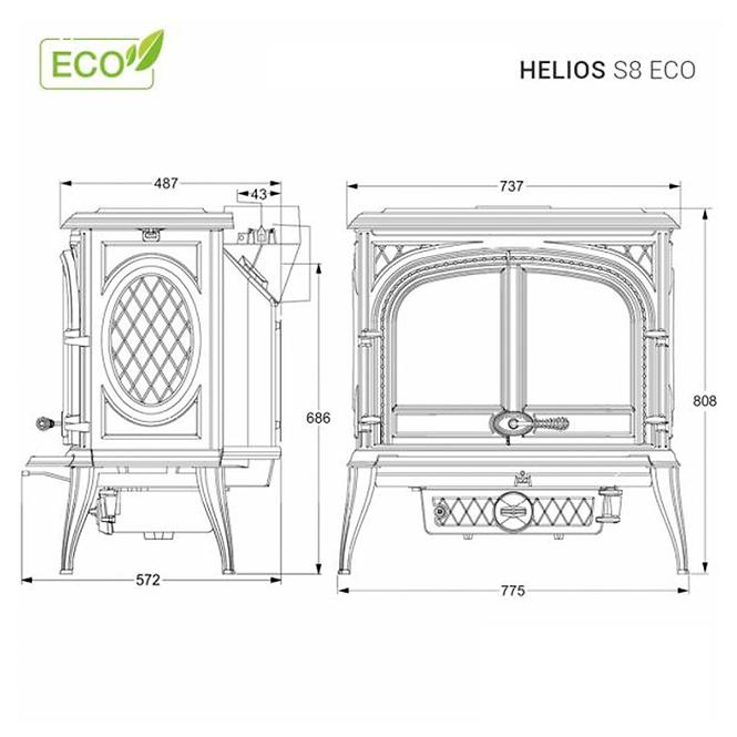 Kaminofen Premium Helios S8 13,9 kW Eco
