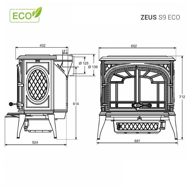 Kaminofen Premium Zeus S9 11,3 kW Eco