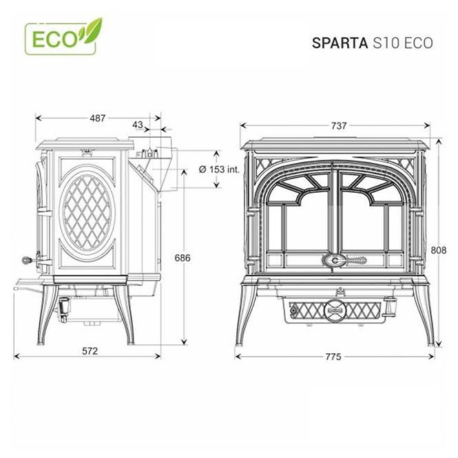 Kaminofen Premium Sparta S10 13,9 kW Eco