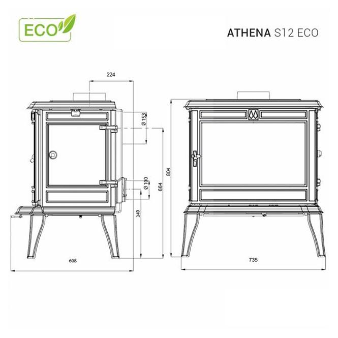 Kaminofen Premium Athena S12 12,3 kW Eco
