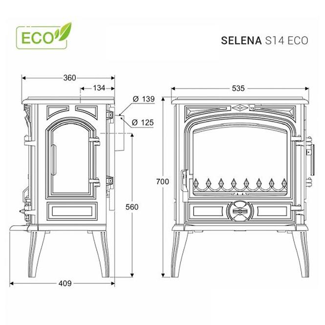 Kaminofen Premium Selena S14 6,5 kW Eco