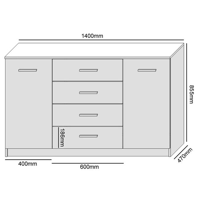 Kommode DUO 2D4S Wotan Eiche