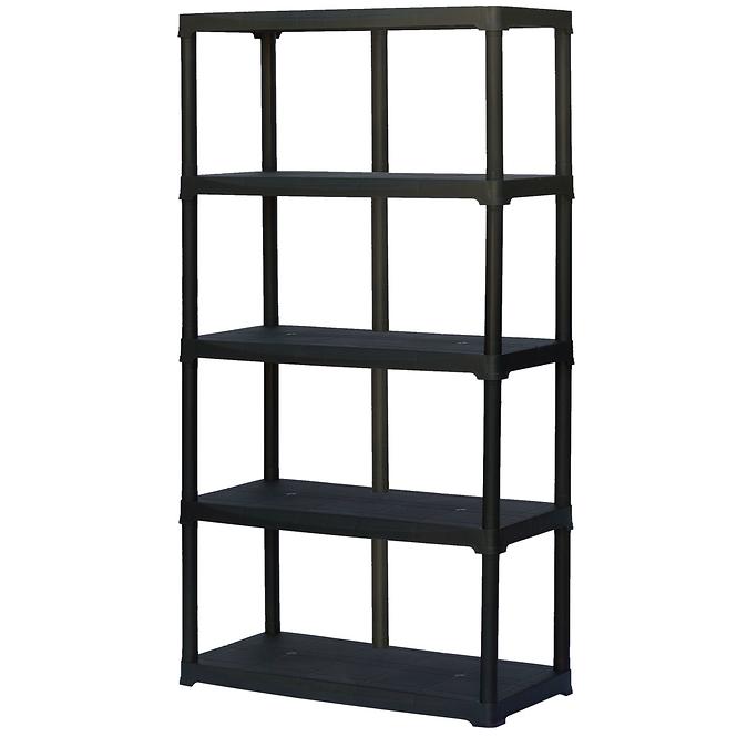 Kunststoff-Lagerregal T100/5 schwarz 176x100x45cm – 5 Böden/40kg