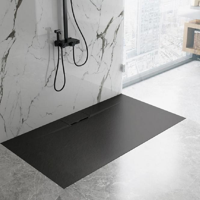 Duschwanne Basalt lang schwarz 80x100