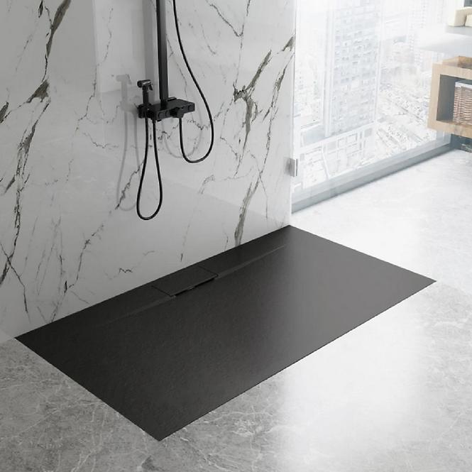 Duschwanne Basalt lang schwarz 80x120