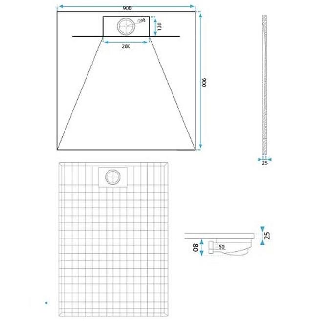 Duschwanne Basaltweiß 90x90