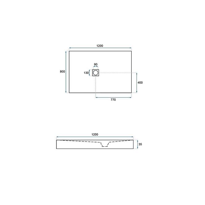 Rea-K4579 Duschwanne rechteckig Rock schwarz 80x120,2