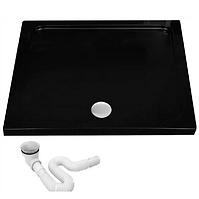 Rea-k4804 Duschwanne vierte Savoy schwarz 80x80+syf