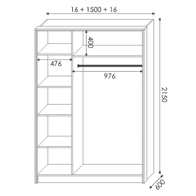 Schrank Moda mit einer Band 150 Weiß