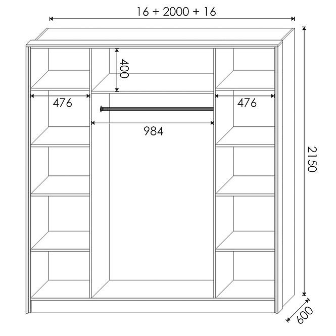 Schrank Moda mit einer Band 200 Weiß