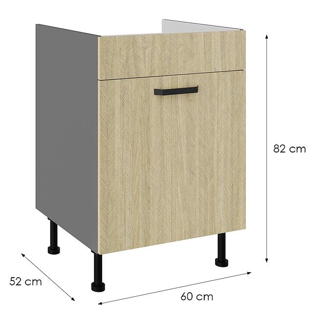 Küchenzeile Scandi Tanne/Antracyt 60ZL 1S BB,2