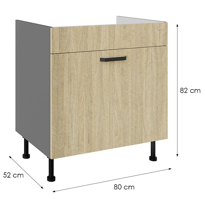 Küchenzeile Scandi Tanne/Antracyt 80ZL 1S BB