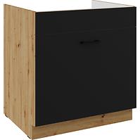 Küchenzeile Modena Schwarz/Eiche Artisan 80ZL 1S BB