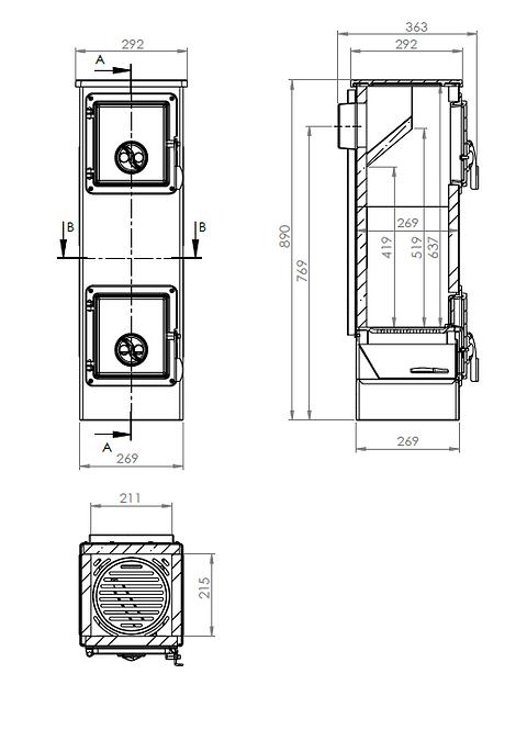 Stahlofenkamin Eva 5,3 KW