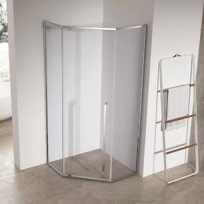 Duschkabine Licht Fünfeck 80x80x195 Chrom