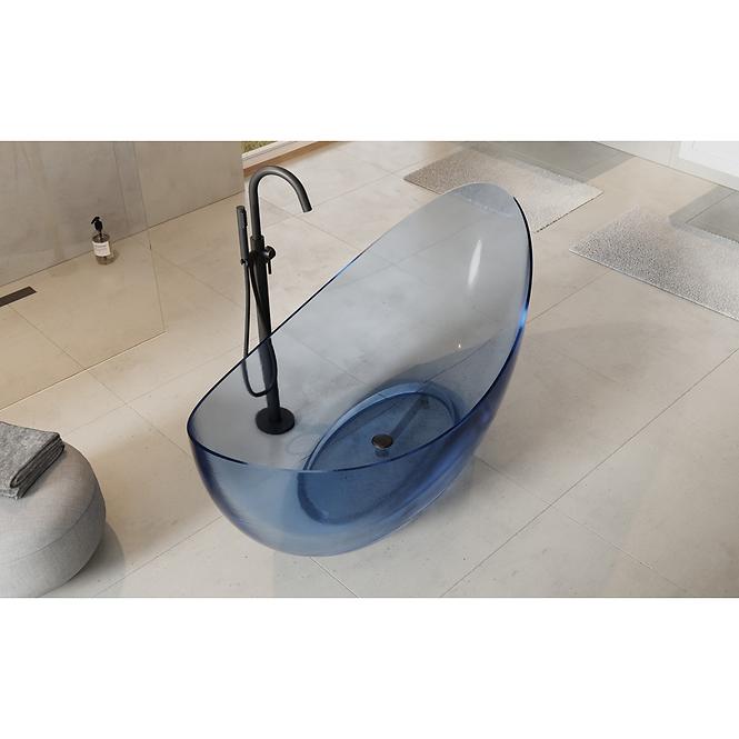 Freistehende Badewanne Axya 180/80 Blue Wave, Siphon mit Click-Clack-Stöpsel, Chrom