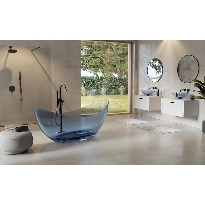 Freistehende Badewanne Axya 180/80 Blue Wave, Siphon mit Click-Clack-Stöpsel, Chrom