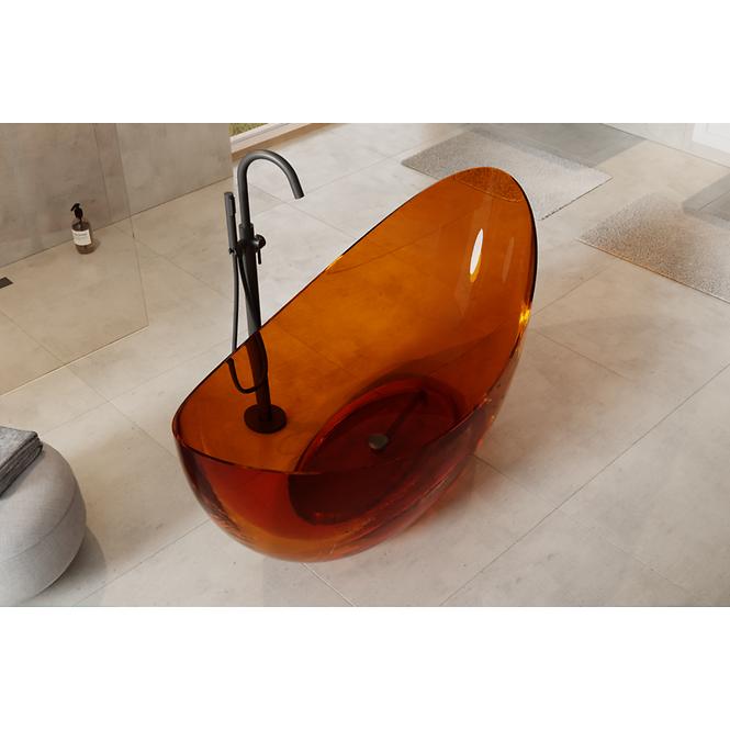 Freistehende Badewanne Axya 180/80 Earth Rust, Siphon mit Click-Clack-Stöpsel, Chrom,5