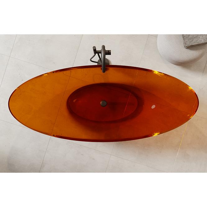 Freistehende Badewanne Axya 180/80 Earth Rust, Siphon mit Click-Clack-Stöpsel, Chrom,6