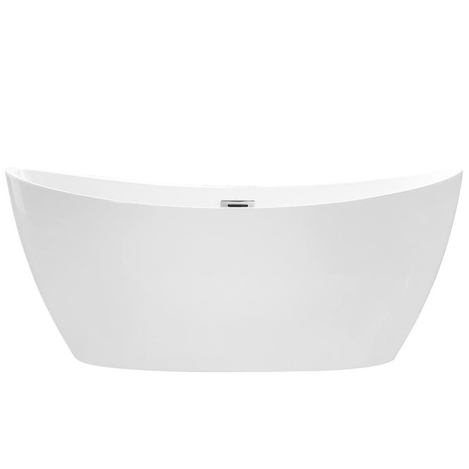 Freistehende Badewanne Ayla 170/80 + Siphon mit Click-Clack-Stöpsel, mit Überlauf, Schwarz,2