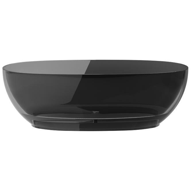 Freistehende Badewanne Mexa 170/78 Carbon Grey, Siphon mit Click-Clack-Stöpsel,Schwarz Matt