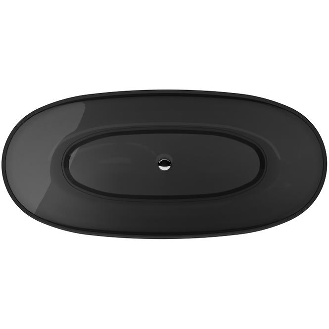 Freistehende Badewanne Mexa 170/78 Carbon Grey, Siphon mit Click-Clack-Stöpsel,Schwarz Matt