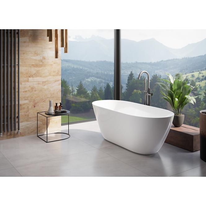 Freistehende Badewanne Moya 160/70, Siphon mit Click-Clack-Stöpsel, Chrom,6