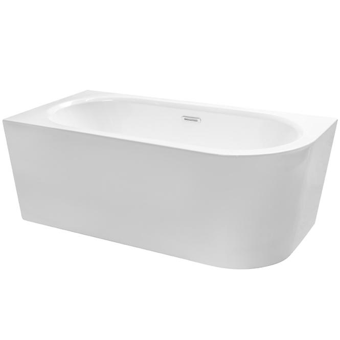 Freistehende Wand-Badewanne Avita A-Line 160L + Siphon mit Click-Clack-Stöpsel, Chrom
