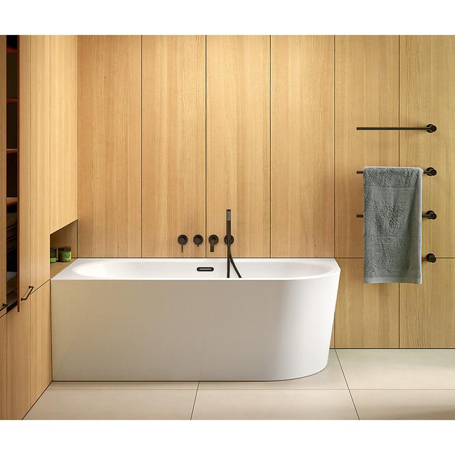 Freistehende Wand-Badewanne Avita A-Line 160L + Siphon mit Click-Clack-Stöpsel, Chrom,10