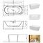 Freistehende Wand-Badewanne Avita A-Line 160L + Siphon mit Click-Clack-Stöpsel, Chrom,6