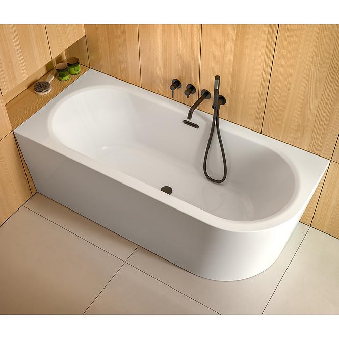 Freistehende Wand-Badewanne Avita A-Line 160L + Siphon mit Click-Clack-Stöpsel, Chrom,7