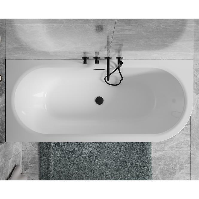 Freistehende Wand-Badewanne Avita A-Line 160L + Siphon mit Click-Clack-Stöpsel, Chrom,9