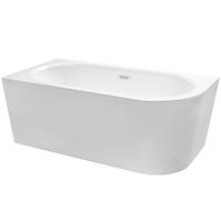 Freistehende Wand-Badewanne Avita A-Line 160L + Siphon mit Click-Clack-Stöpsel, Schwarz 