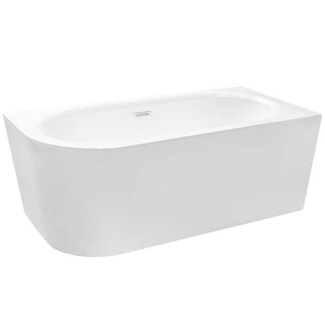 Freistehende Wand-Badewanne Avita A-Line 160P + Siphon mit Click-Clack-Stöpsel, Schwarz 