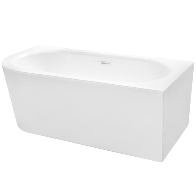 Freistehende Wand-Badewanne Avita A-Line 160P + Siphon mit Click-Clack-Stöpsel, Schwarz ,2