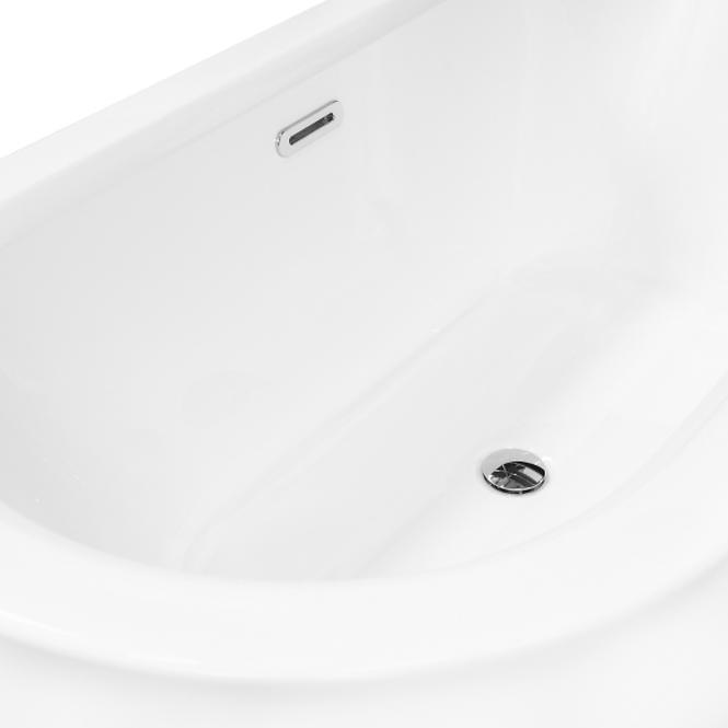 Freistehende Wand-Badewanne Avita A-Line 160P + Siphon mit Click-Clack-Stöpsel, Schwarz ,5
