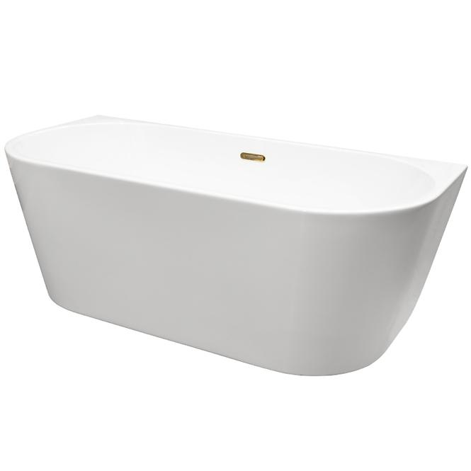 Freistehende Wand-Badewanne Vica New 160/80 + Siphon mit Click-Clack-Stöpsel, von oben gereinigt, mit SLIM-Überlauf, Schwarz 