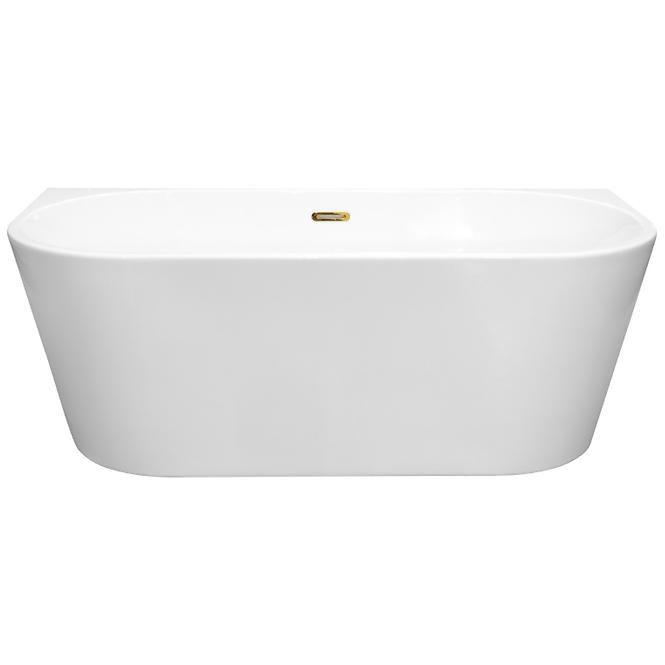 Freistehende Wand-Badewanne Vica New 160/80 + Siphon mit Click-Clack-Stöpsel, von oben gereinigt, mit SLIM-Überlauf, Schwarz ,2