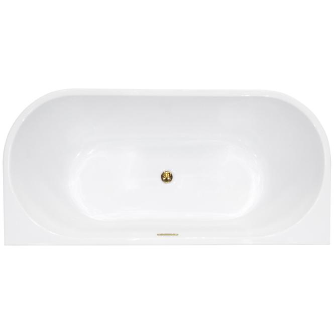 Freistehende Wand-Badewanne Vica New 160/80 + Siphon mit Click-Clack-Stöpsel, von oben gereinigt, mit SLIM-Überlauf, Schwarz ,3