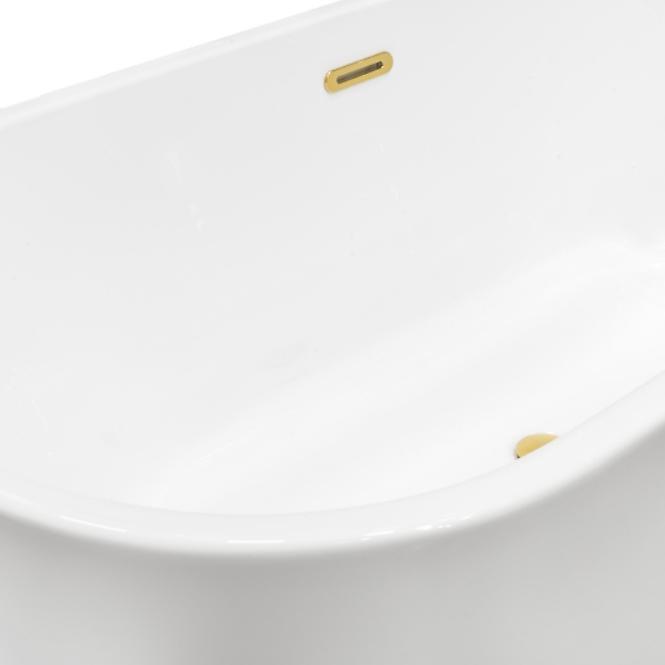 Freistehende Wand-Badewanne Vica New 160/80 + Siphon mit Click-Clack-Stöpsel, von oben gereinigt, mit SLIM-Überlauf, Schwarz ,4